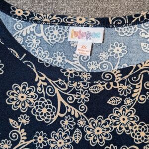 LuLaRoe Navy and Cream Floral Midi Dress